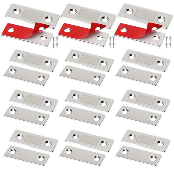 Cabinet Magnetic Jiayi 12 Pack Ultra Thin Catch Stainless Steel Magnet Door Catch Adhesive Drawer Magnetic Latch for Kitchen Cabinet Door Magnets Closet Door Closing Magnetic Door Catch Closer