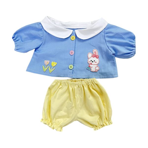 niannyyhouse 15.7 inches (40 cm) Plush Clothes, Kindergarten Set, Loose Top, Shorts, Dress Up, Cotton Doll, Accessory (Blue)