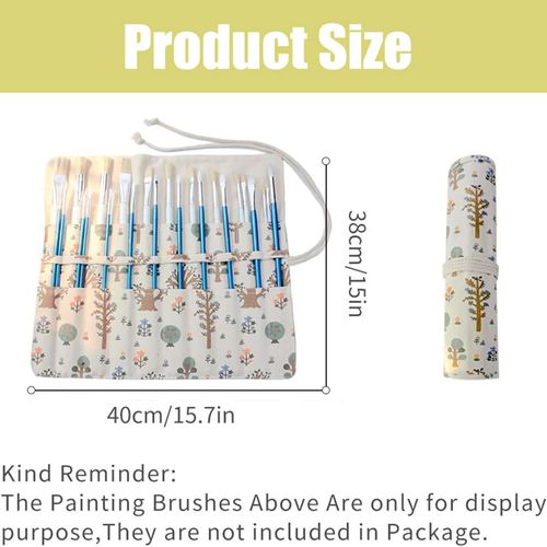 Paint Brush Holder Storage 20 Slots Art Brush Roll Canvas Pouch Artist Paint Brush Holder Roll Up Brush Bag Case Paint Storage Canvas Pouch for Watercolor Gouache