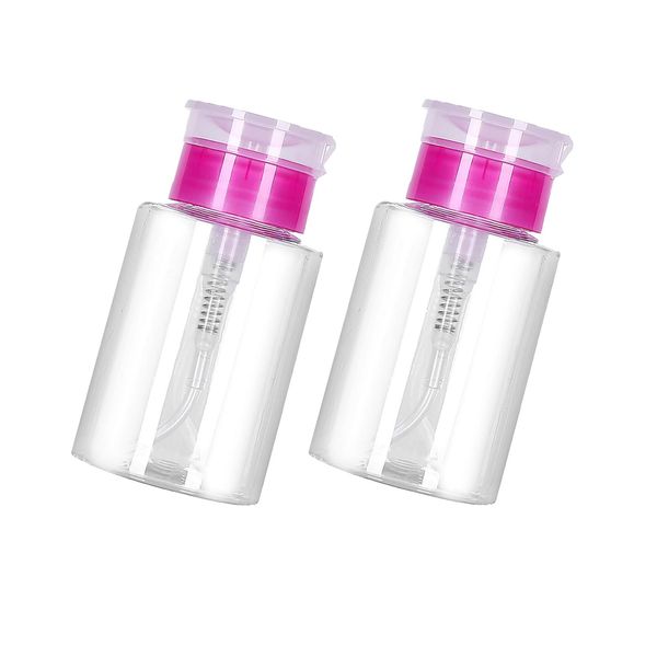 2pcs Nail Polish Remover Pump Bottle Dispenser,Nail Remover Pump Dispenser Push Down Cleanser Bottle Nail Polish Remover Liquid Bottle Container for Nail Polish Makeup Remover Practical Travel Set