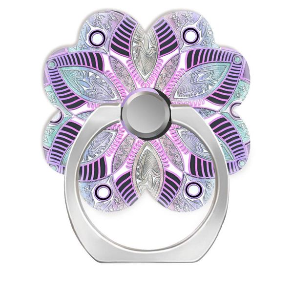 360 Degree Finger Stand Cell Phone Ring Holder Car Mount with Hook for Smartphone-Lavender Purple yin yang Lotus Flower Mandala