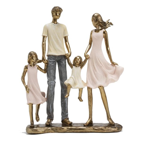 Cissiessie Family of 4 Figurines, Parents and Kids Statues, Gifts for Family, Resin Ornament Sculpture Craft for Home Bedroom Living Room Tabletop Decor (Holding Hands)