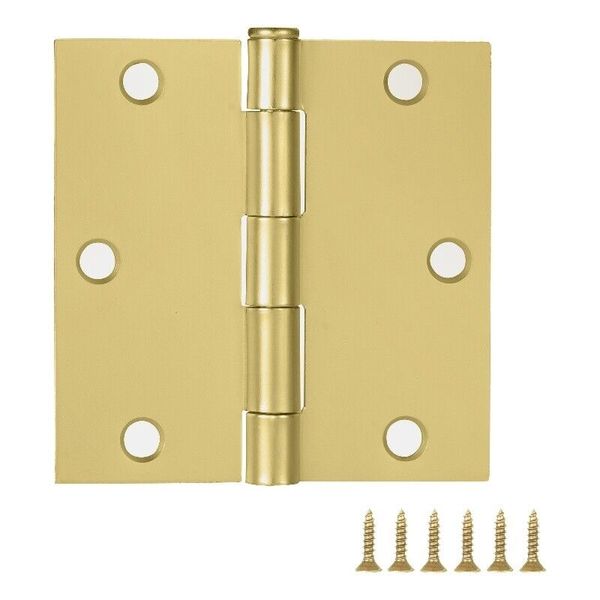 Design House Steel Door Hinge in Satin Brass 3.5-in. Square Corner  6-Pack