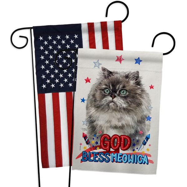 Breeze Decor Patriotic Himalayan Garden Flag Pack Cat Kitten Meow Spoiled Paw Fur Pet Nature Farm Animal Creature Applique House Decoration Banner Small Yard Gift Double-Sided, Made in USA