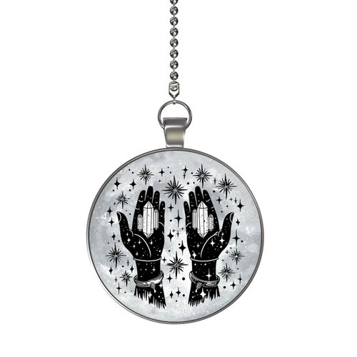 Gotham Decor Healing Crystal Moon Glow in The Dark Ceiling Fan and Light Pull Chain Double Sided
