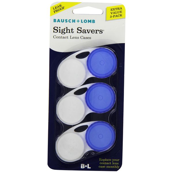 Sight Savers Contact Lens Case by Bausch & Lomb, Compact, Durable, Leak Proof, Pack of 3