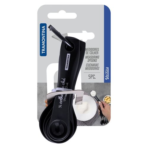 Tramontina Measuring Spoons Bakery Set of 5 Black Removable Seasoning 29899/061 TRAMONTINA