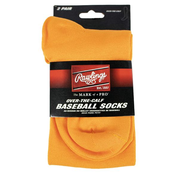 Rawlings Baseball/Softball Socks | 2 Pair | Large | Light Orange