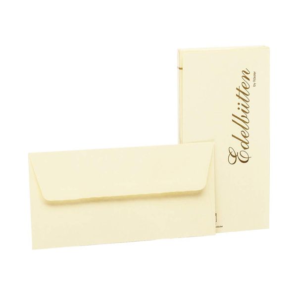 Rössler 2032388803 DL Deckle Edged Hammer Embossed Lined Envelope - Ivory