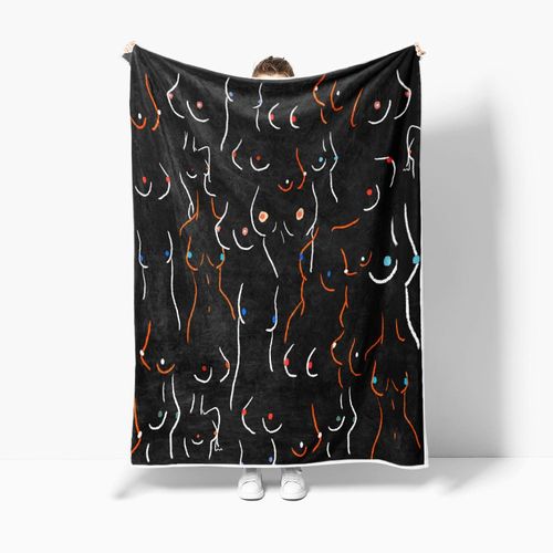 JAWO Travel Throw Blanket,Funny Boobs Breast are Beautiful Colorful Micro Fleece Blanket, Travel Throw Blanket for Men Boys, Women, Lightweight and Warm Blanket for Bedroom