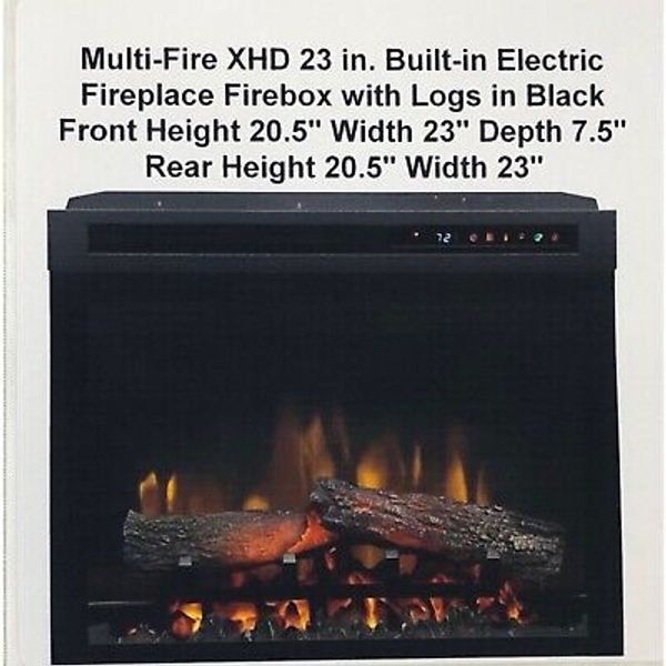 Multi-Fire XHD 23 in. Built-in Electric Fireplace Firebox with Logs in Black