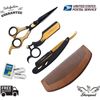 Sharpend 4 Piece Pro Grooming Kit Inc Straight Cutt throat Razor, Scissors, Comb
