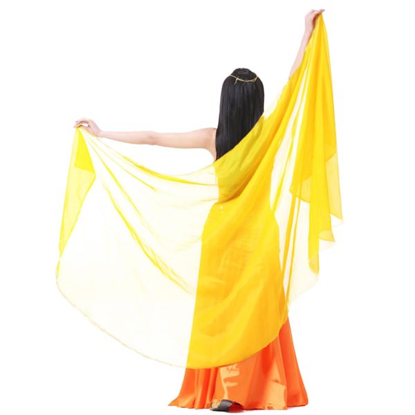 S.fields.inc Silk Veil, Belly Dance, Faux Silk, Polyester, Dance Costume, Solid Color, Scarf, For Practice, yellow