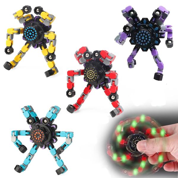 BSITSSS 4 Stück Fingertip Spin Top Toy, Roboter Fidget Toys Fidget Spinner, DIY Transformable Spinner Spielzeug Stress Relief Spinner Toy für Children Adults, Creative Finger Spinner