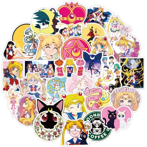 100pcs Sailor Moon Aufkleber Anime Vinyl Stickers Decals für Auto Motorräder Gepäck Skateboard Laptop