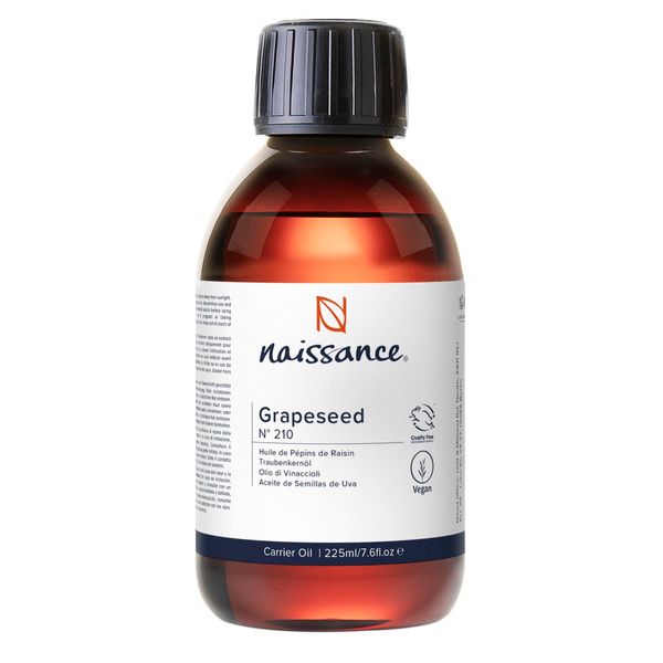 Naissance Grapeseed Oil (No. 210) 100ml - Natural Moisturiser and Conditioner - for Hair, Skin, Massage, Face, Beard and Aromatherapy