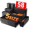 58Pcs 5 Sizes Tool Box Organizer Tray Divider Set Black Desk Drawer Organizer