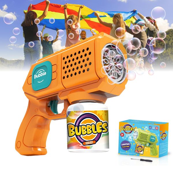 Automatic Bubble Machine Panacare Bubble Gun for kids/pets.Bubble blower with Rich bubbles 10000+ per minutes with light.Automatic Bubble Makers Toy for Boys/Girls/Wedding Scene (Yellow)