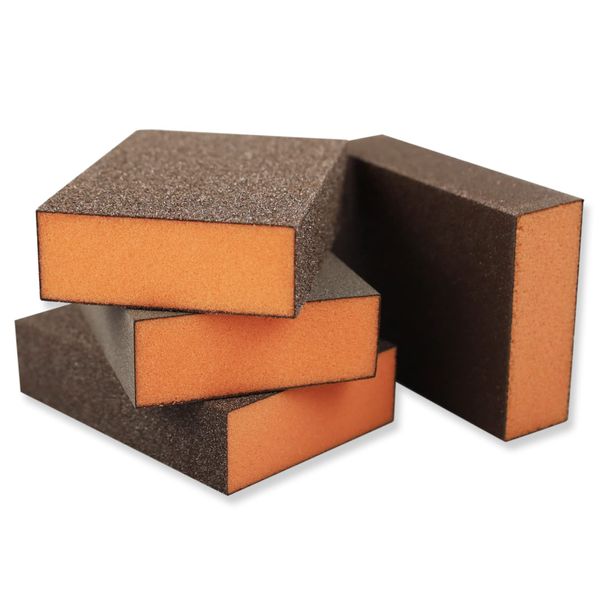 Sanding Blocks 4 Pieces (60,100,150,220 Grits) Coarse/Medium/Fine/Superfine Wet and Dry Sanding Pads Washable and Reusable Sanding Sponge for Wood Metal Wall Polishing