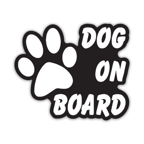 Dog on Board Vinyl Decal Sticker | Cars Trucks Vans Walls Laptops Cups | White on Black | 6 X 5 Inches | KCD910