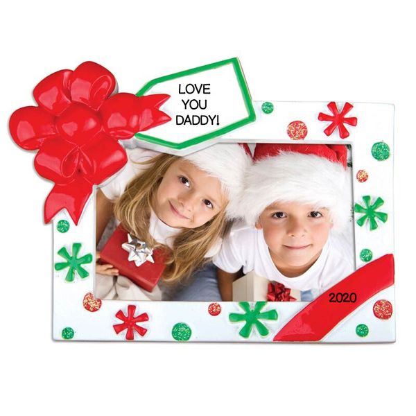 Christmas Present/Red and Green Present Personalized Picture Frame Ornament