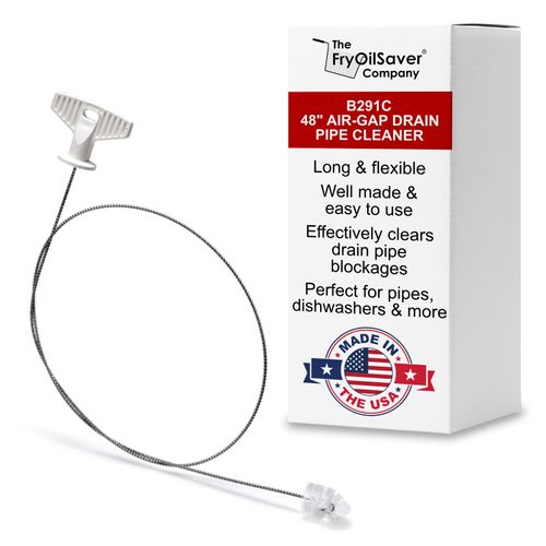 48" Air-Gap Drain Pipe Cleaning Brush, Flexible Dishwasher Cleaning Brush in Home & Commercial Kitchen Pipes, Garbage Disposal, Sink, Unclogger Long Sink Snake Drain Pipe Tool by FryOilSaver Co B291C
