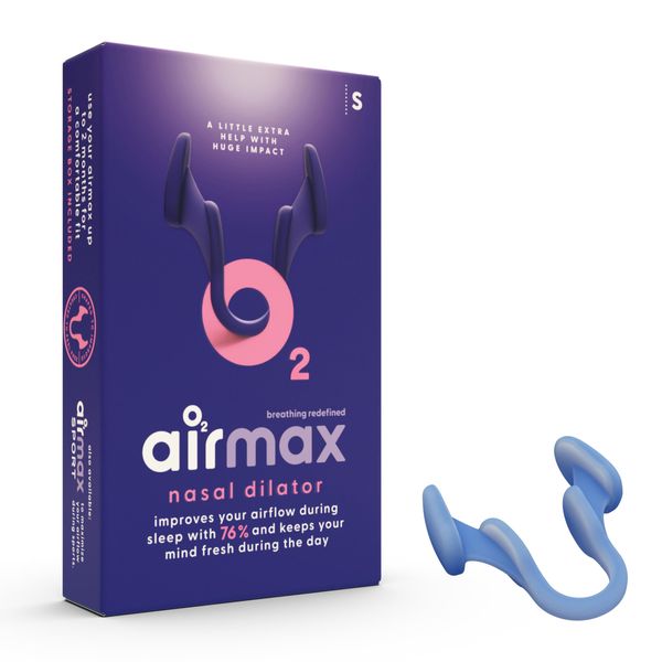 Airmax nasal dilator - Anti snoring devices - Nose dilator, sleep aid and snore stopper - Breathe right through The nose - Snoring aids for men and women - with free storage box - 1 Pack - small blue