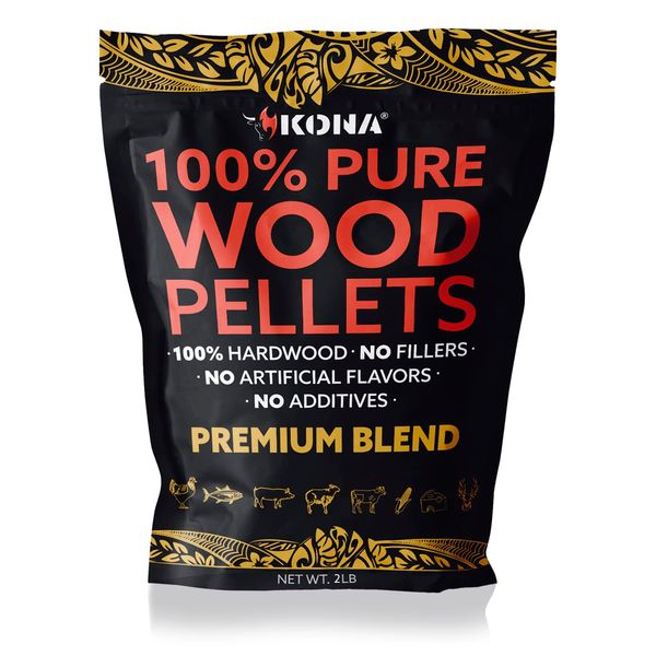 Kona Premium Blend Smoker Pellets, Intended for Ninja Woodfire Outdoor Grill, 2 lb Resealable Bag