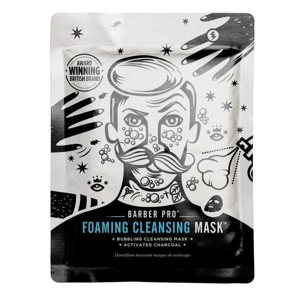 BARBER PRO Foaming Cleansing Mens Face Mask with Activated Charcoal | Deeply Cleansing, Firming, & Clarifying | Packed Full of Natural Ingredients | Face Masks Beauty | Face Care |