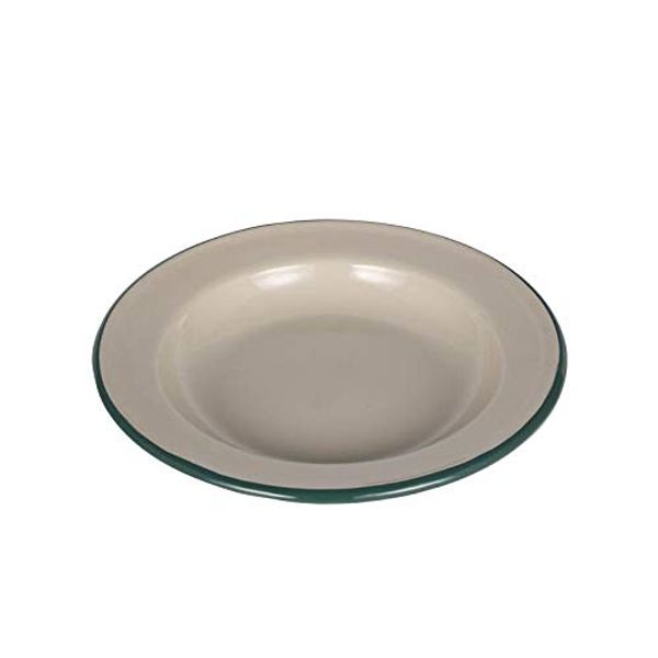 Dulton K19-0102 Camping Tableware, ENAMELED PLATE S BEIGE/GREEN