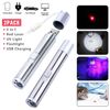 2PCS USB RECHARGEABLE SUPER LASER POINTER PEN 3in1 Cat Pet Toy Red UV Flashlight