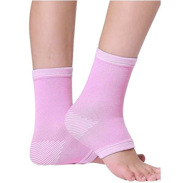 1 Pair Kids Compression Sleeves Foot Arch Support,Kids Children Ankle Brace,Plantar Fasciitis Sock for sprained ankle or sports (Pink)