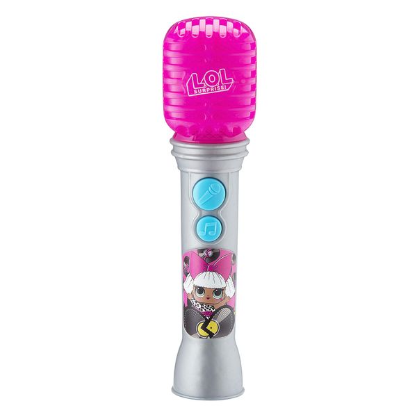 eKids LOL Surprise OMG Remix Toy Microphone for Kids with Built in Music and Flashing Lights, Musical Toy Designed for Fans of LOL Surprise Toys for Girls Pink Small