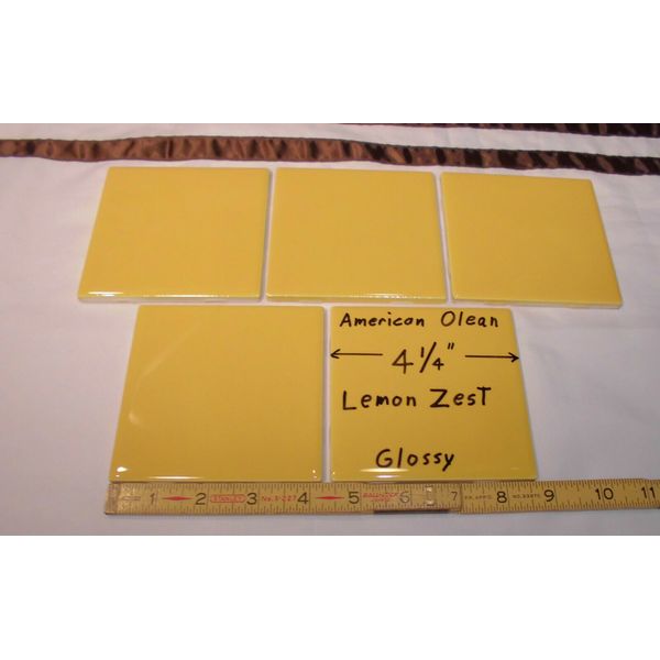 5 pcs. Glossy Ceramic Tiles *Lemon Zest * by American Olean 4-1/4" Golden-Yellow