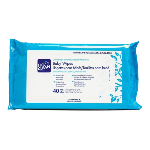 Baby Wipe Nice'n Clean Soft Pack Unscented 40 Count Per Pack #Q70040