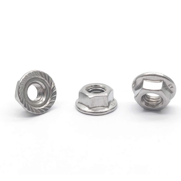 M6x1.0mm 304 Stainless Steel Flange Left Hand Thread Hex Nuts Lock Nuts Reverse Nuts 10pcs