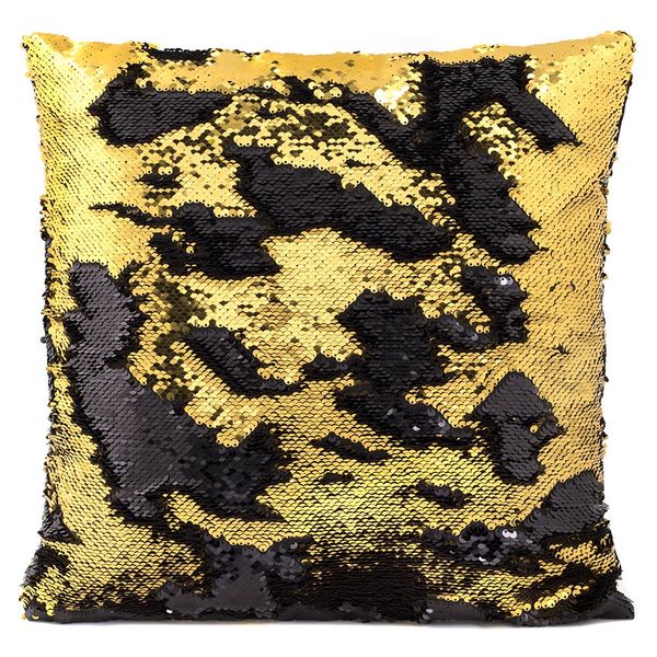 The Leonardo Collection Filled Sequin Cushion - Black and Gold