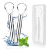 EZ COZY 2 Pack Tongue Scraper, Reduce Bad Breath, Stainless Steel Tongue Scraper for Adults, Metal Tongue Cleaner for Oral Care and Fresher Breath, Easy to Use Tongue Scraper