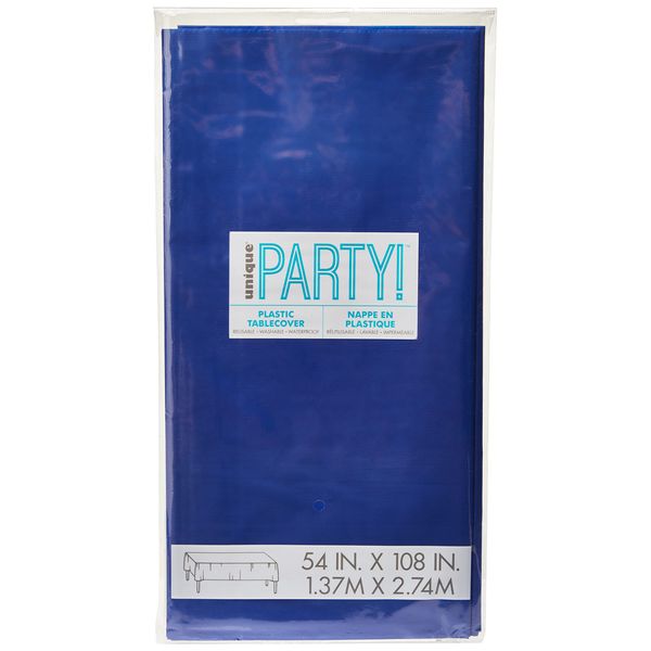 Solid True Navy Blue Rectangular Plastic Table Cover (137cm x 274cm) 1 Count - Elegant & Durable Tablecloth for Parties, Events, and Home Use