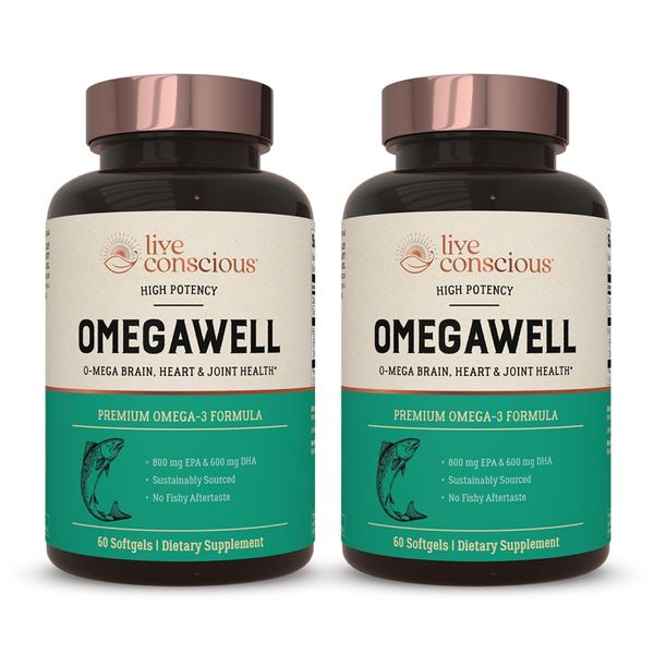 Live Conscious OmegaWell Fish Oil: Heart, Brain, and Joint Support | 800 mg E...