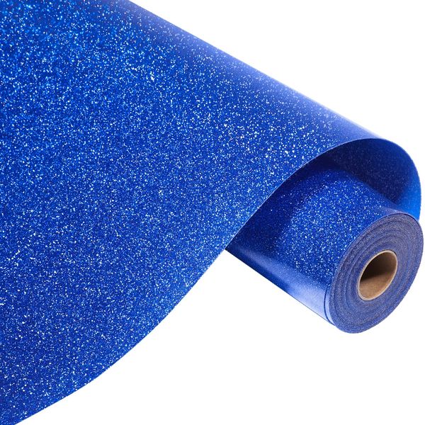 VINYL FROG Glitter Heat Transfer Vinyl 10 inches x 11ft Blue Glitter HTV Vinyl Iron on Vinyl for T-Shirt or Other Fabrics