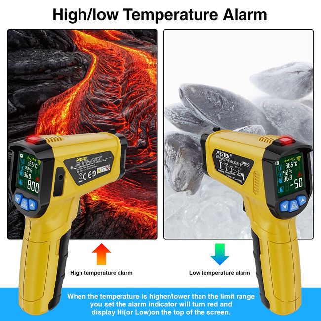 Thermometer IR02C Non-contact Pyrometer Digital Infrared Thermometers  Industrial High Precision Laser Temperature Meter Humidity