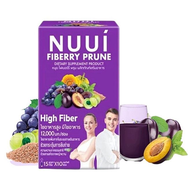 Fiber Prune NUUI Fiberry Detox Natural Good Excretion Weight Control 10 sachets