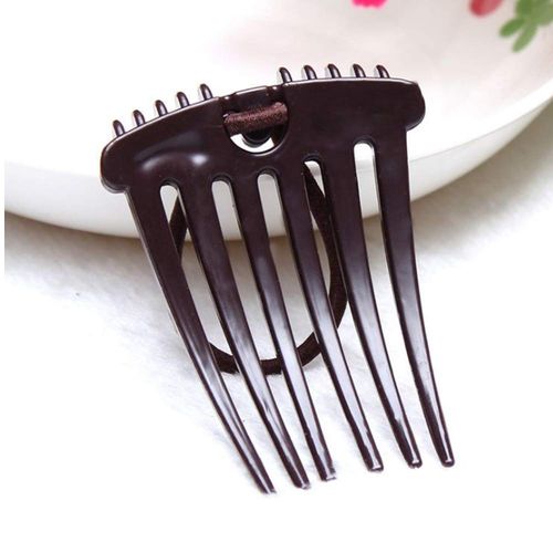 4Pcs Ponytail Bump it UP Volume Inserts Combs Fluffy Hair Comb Hair Styling Tool with Elastic Rubber Band (2 Black+2 Coffee)