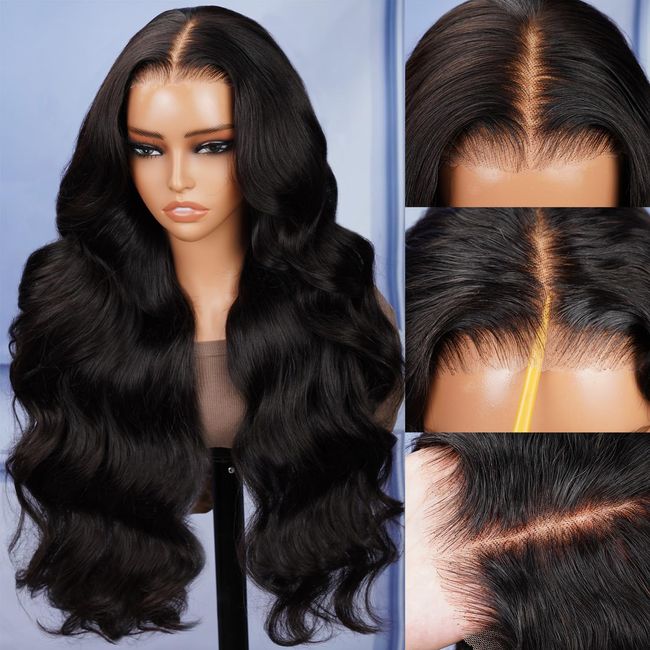 Arabella Ready to Go Glueless Wig Human Hair 5x6 Pre-Cut Lace Wigs 12a Wigs Human Hair Pre Bleached Pre Plucked 210% Density Body Wave Lace Front Wig Natural Color (20inch, 5x6 Ready to Go wig)