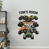 Monster Jam Wall Sticker - Group Personalised Text Decal Wall Art (60cm Height x 45cm Width)