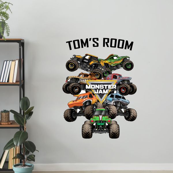 Monster Jam Wall Sticker - Group Personalised Text Decal Wall Art (60cm Height x 45cm Width)
