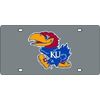 Kansas Jayhawks Laser Cut Silver License Plate