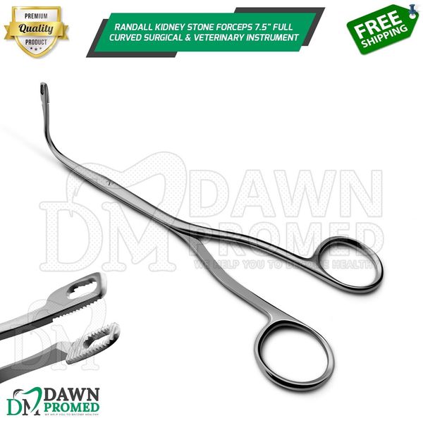 Randall Kidney Stone Forceps 7.5" Full Curved Surgical & Veterinary Instrument