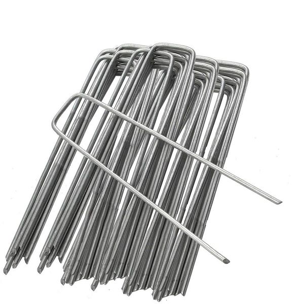 IME 20Pcs Garden Pegs U Shaped Ground Staples Pins Stakes Spikes for Securing Lawn Farm Sod Weed Barrier Landscape Grass Fabric Netting, More Applications 15CM